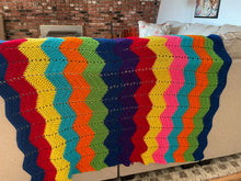 Load image into Gallery viewer, 🌈 Rainbow Ripple crochet blanket
